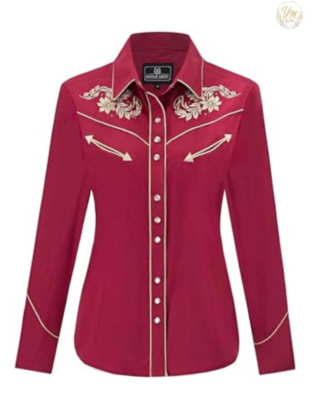 Women's Embroidered Western Cowgirl Snap Button Down Long Sleeve Shirt
